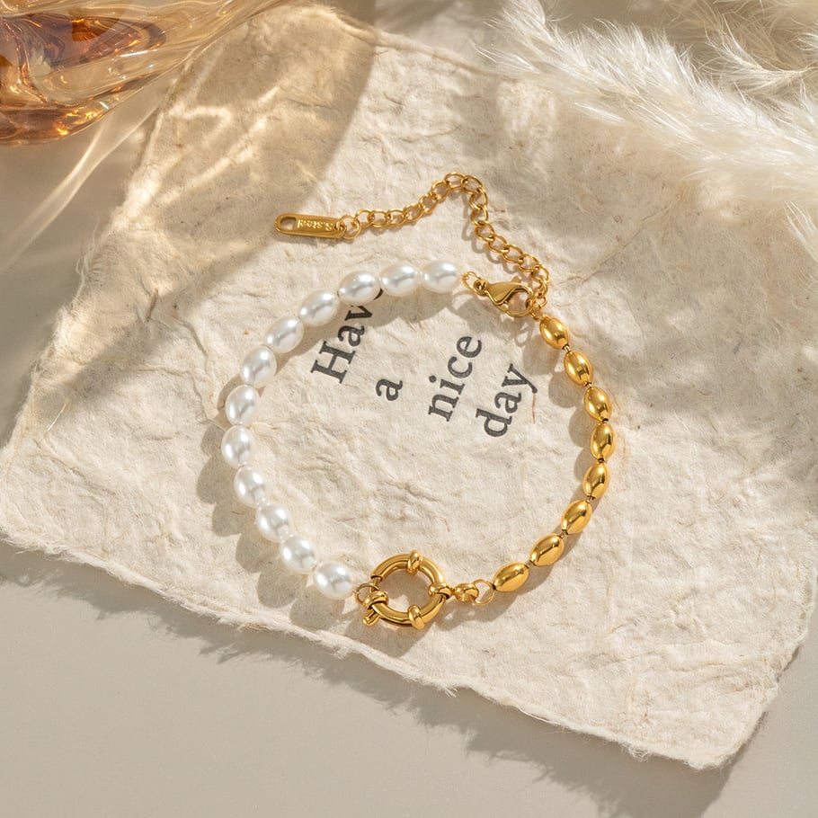 1 Stück elegantes Perlenarmband aus Edelstahl Bild3
