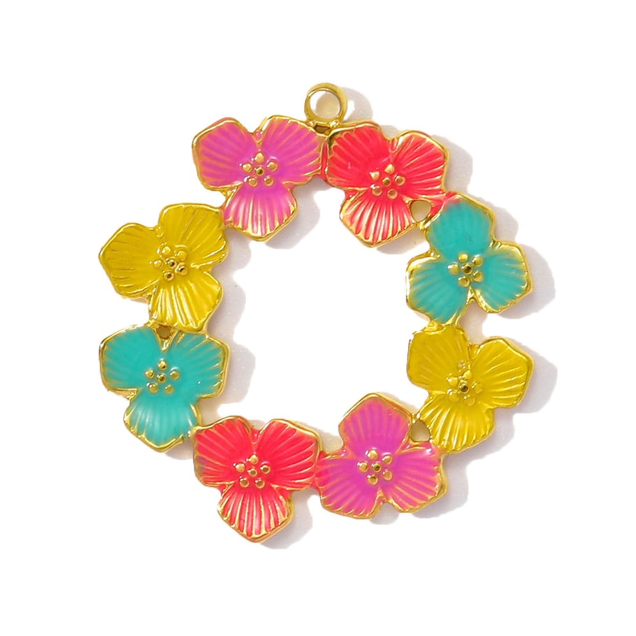 1 Stück Classic Series DIY Blume Edelstahl Gold Farbe Damen Anhänger 
