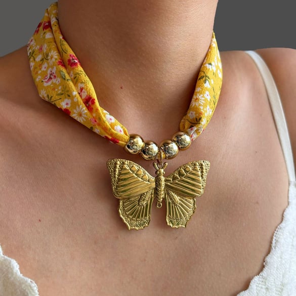 1 Piece Butterfly Stainless Steel Gold Color Pendant Necklace