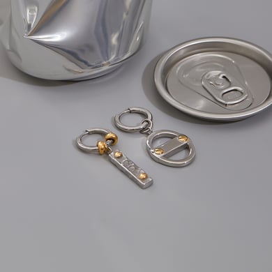 1 par de pendientes colgantes geométricos punk de acero inoxidable color dorado para mujer h5 Imagen5