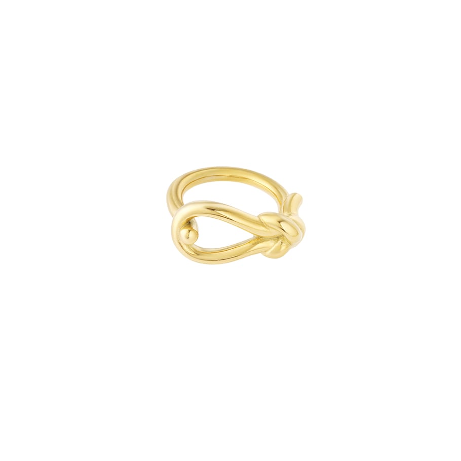 Bague minimaliste en acier inoxydable couleur or, série Simple, style décontracté et torsadé, 1 pièce 