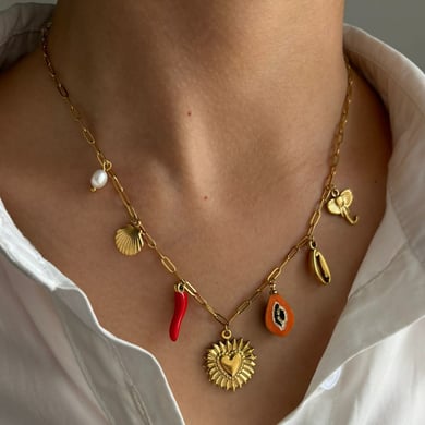 1 stuk hartvormige roestvrijstalen goudkleurige hangerketting h5 Afbeelding3