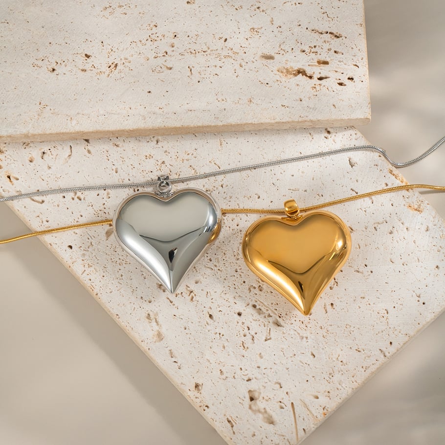 1 Piece Simple Heart Stainless Steel Gold Color Pendant Necklace Picture2