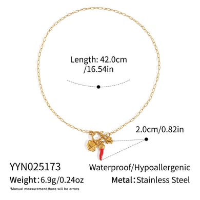 1 Piece Chill Charm Stainless Steel  Gold Color Pendant Necklace h5 
