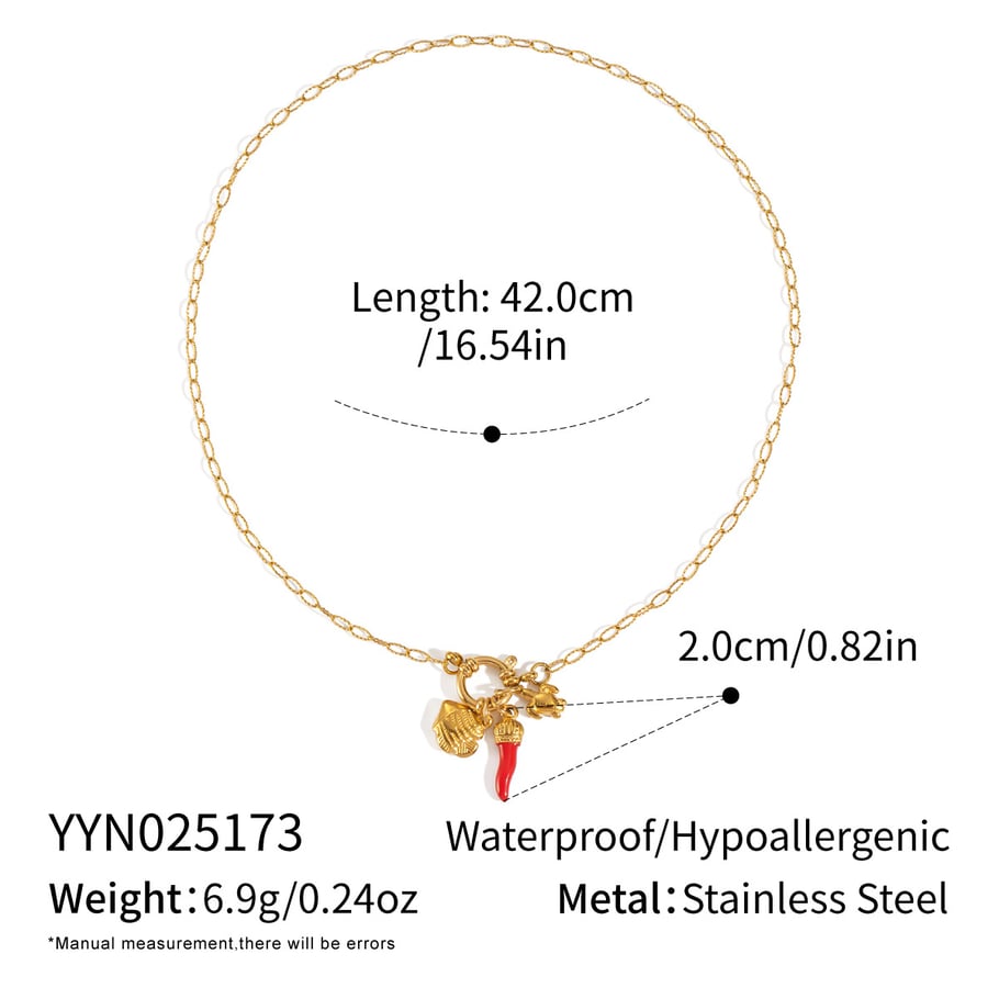 1 Piece Chill Charm Stainless Steel  Gold Color Pendant Necklace 
