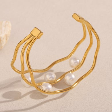 1 par de pulseras de acero inoxidable de color sólido elegantes de serie simple para mujer h5 Imagen3