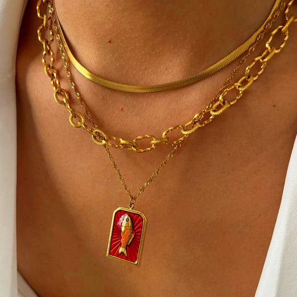 1 Piece Fish Stainless Steel Gold Color Pendant Necklace