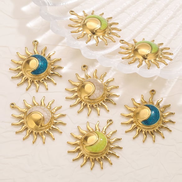 1 Piece Classic DIY Sun Stainless Steel Gold Color Women's Pendants