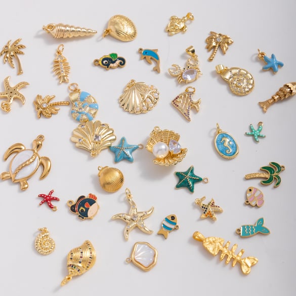 1 Stück Oceanic Edelstahl Goldfarben Anhänger