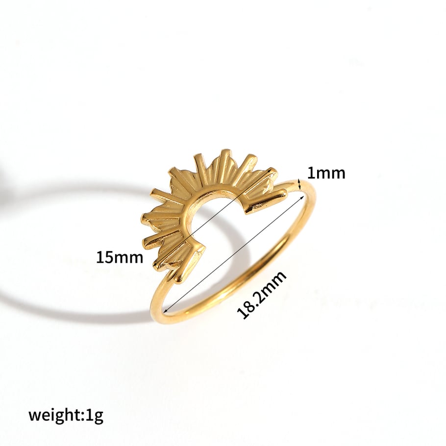 1 juego de anillos geométricos de acero inoxidable en color dorado Imagen5