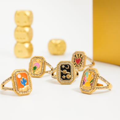 1 Stück Persönlichkeit Rechteckige Statement-Ringe aus Edelstahl in Goldfarbe h5 Bild7