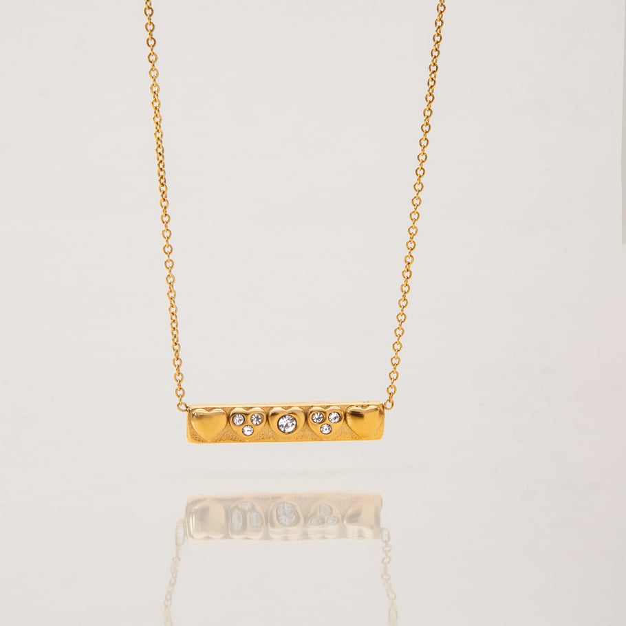 1 Stück Elegante Herz Edelstahl Gold Farbe Damen Anhänger Halsketten