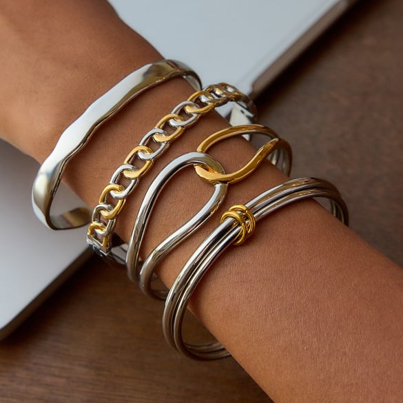 1 Piece Mixed Color Annular Stainless Steel Women's Bangles 2