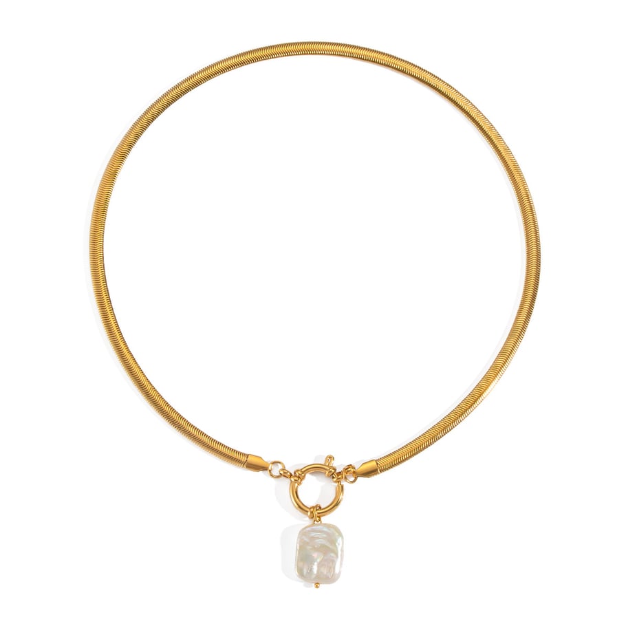 1 Piece Stainless Steel Gold Color Pearl Pendant Necklace Picture5
