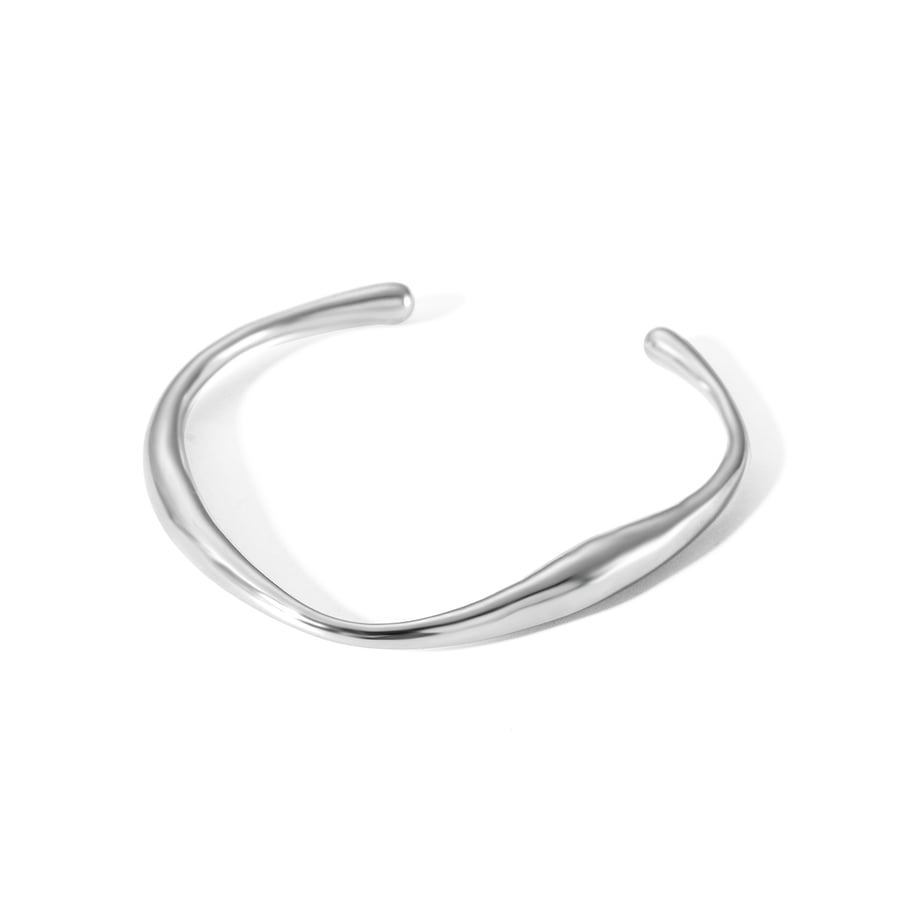1 Pair Simple Series Daily Geometric Stainless Steel   Gold Color  Zircon Women's Bangles 