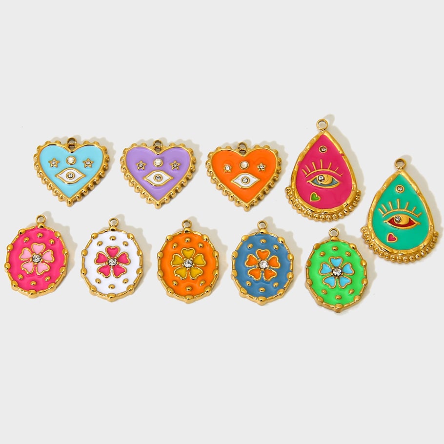1 Pair Ethnic Series Retro Eye Stainless Steel   Gold Color  Pendants Picture4