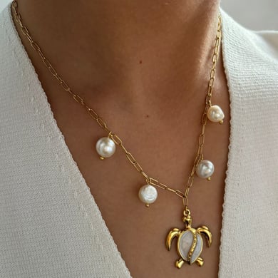 1 stuk schildpad roestvrijstalen goudkleurige hangerketting h5 Afbeelding3
