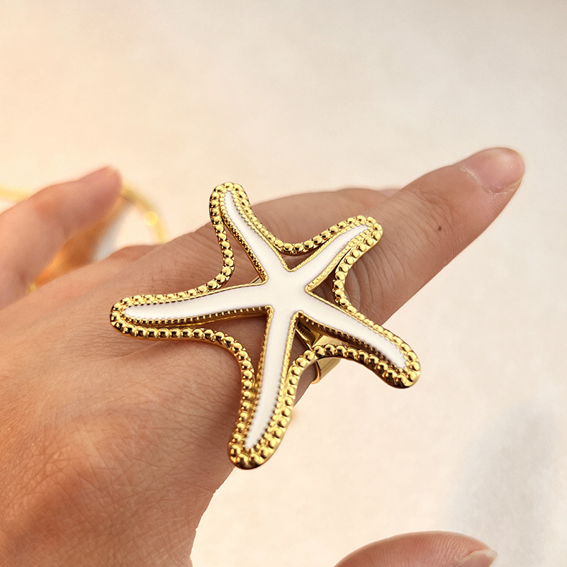 1 Piece Starfish Stainless Steel Gold Color Pendant Necklace Picture3