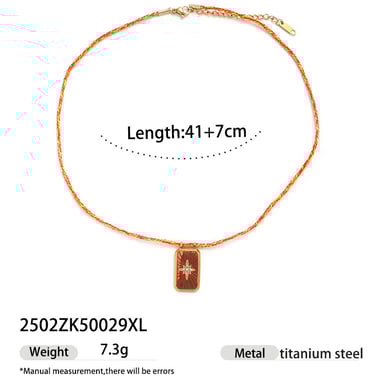 Collier avec pendentif rétro en acier inoxydable couleur or, 1 pièce h5 Image2