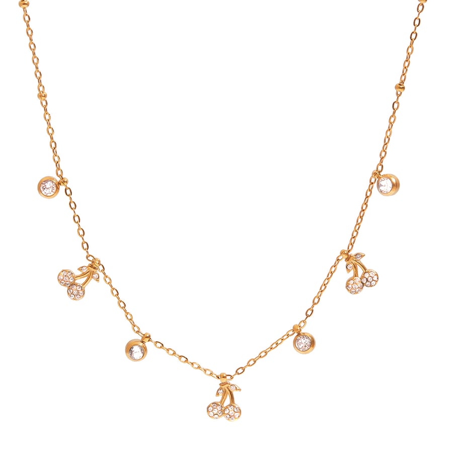 1 Piece Romantic Series Cherry Stainless Steel Gold Color Women's Pendant Necklaces 