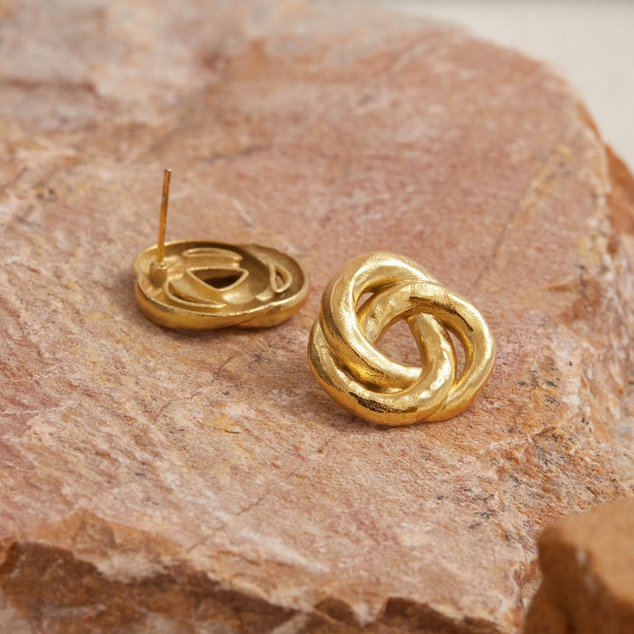 1 paire de boucles d&#39;oreilles à tige classiques torsadées en acier inoxydable couleur or pour femme Image7