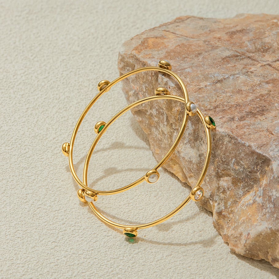 1 Piece Classic Series Retro Geometric Stainless Steel Gold Color Women's Bangles Picture5