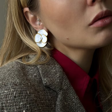 1 Paar Ohrstecker aus Edelstahl mit natürlicher Blume in Goldfarbe für Damen h5 Bild4