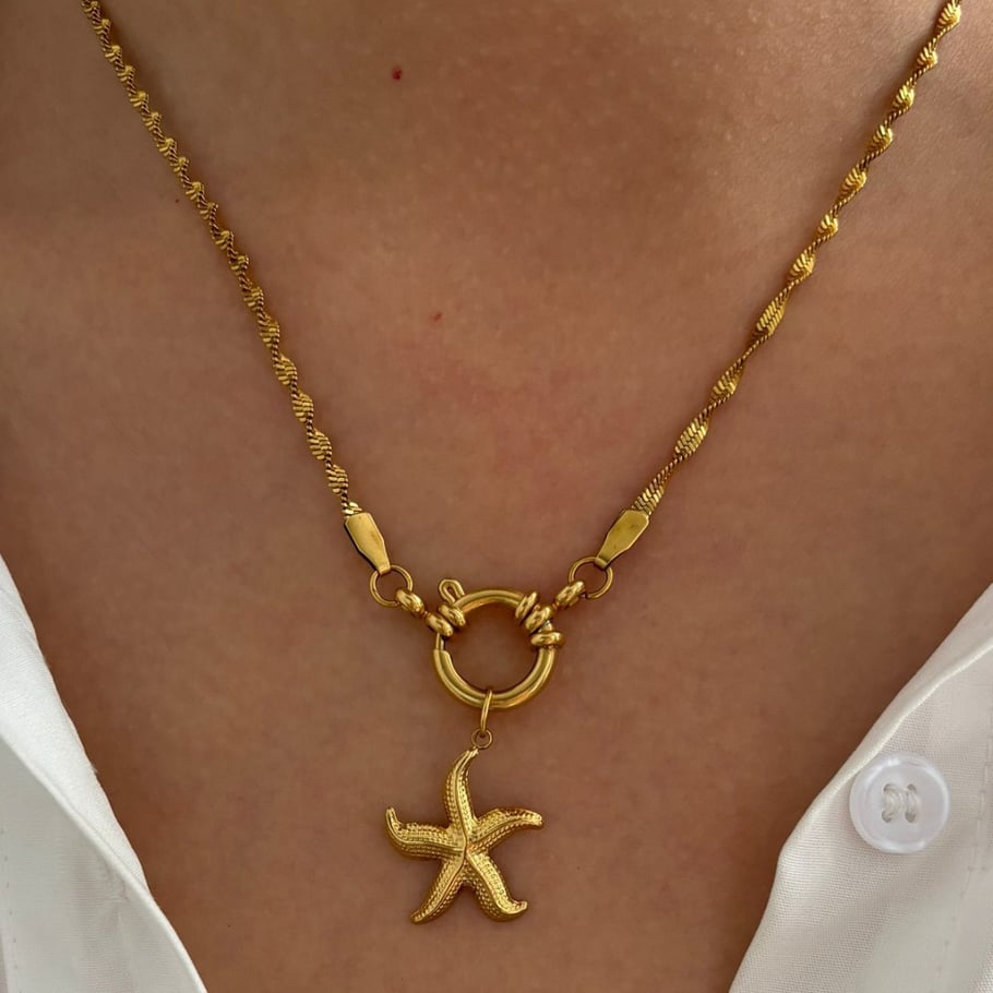 1 Piece Oceanic Stainless Steel Gold Color Pendant Necklace h5Picture4