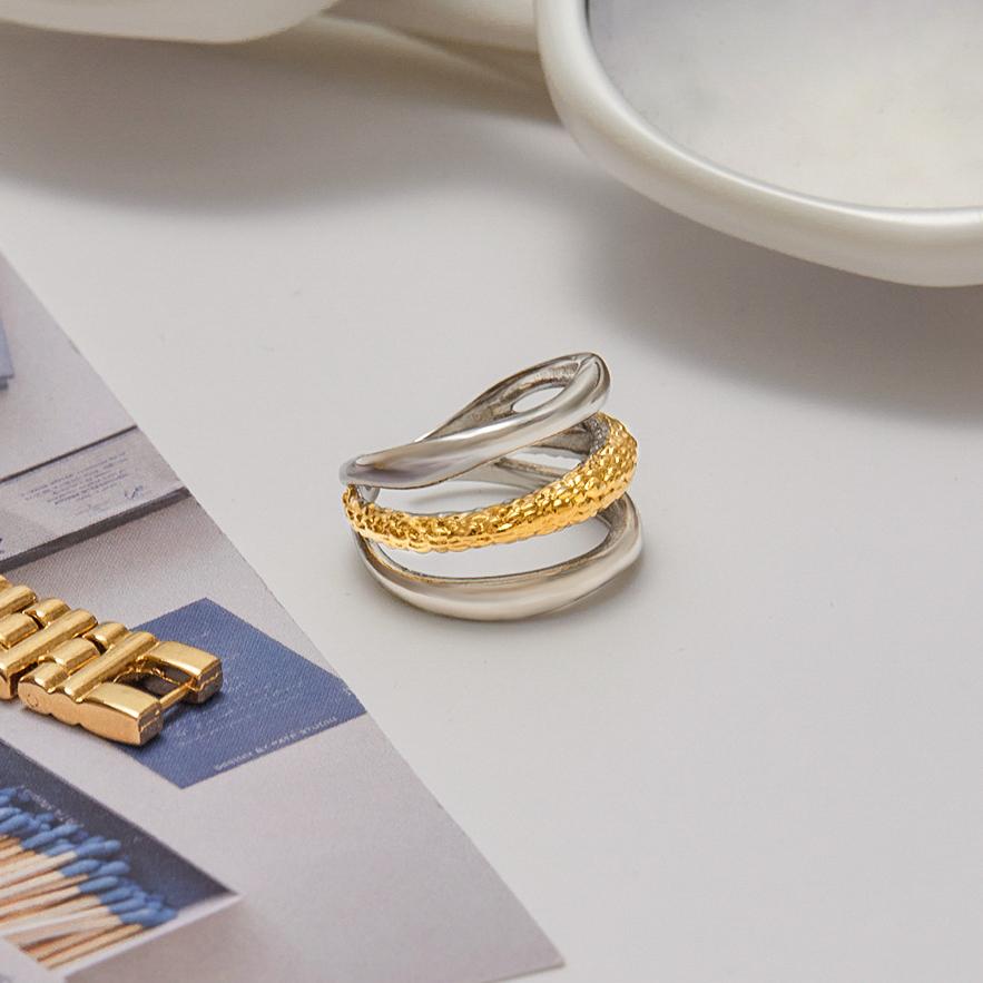 1 Piece Chic Geometric Stainless Steel Gold Color Minimalist Rings h5Picture3