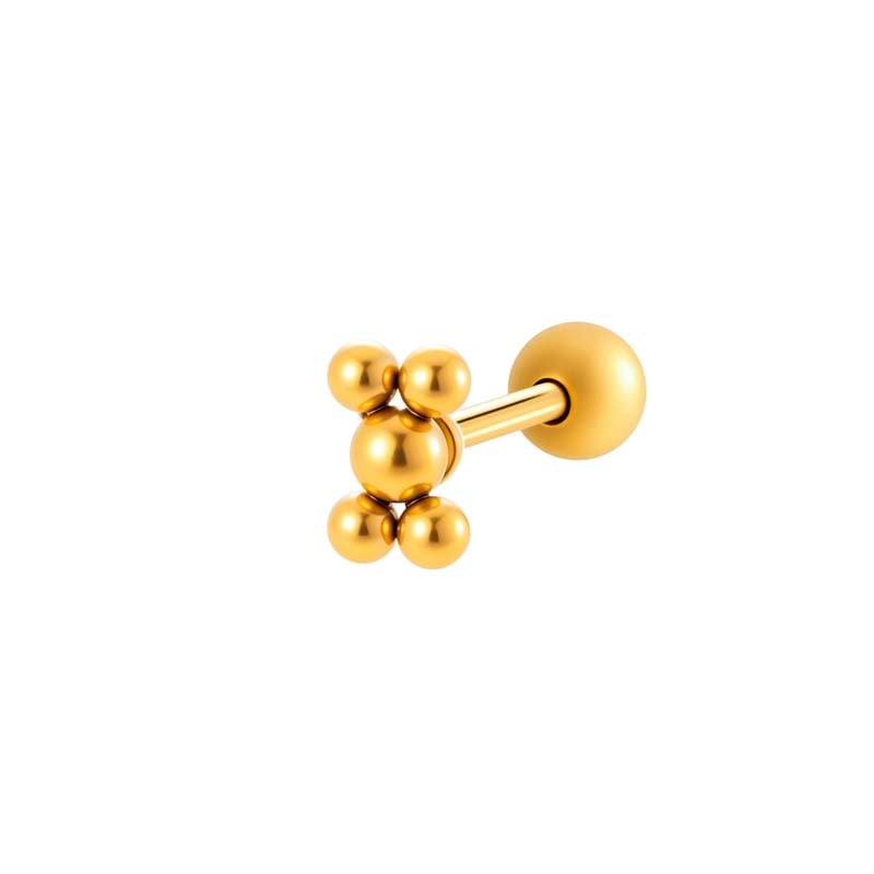 1 Piece Simple Annular Stainless Steel Gold Color Zircon Women's Piercings Earrings 