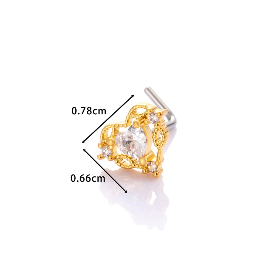 1 pezzo di perno nasale in zircone color rame e oro Immagine2