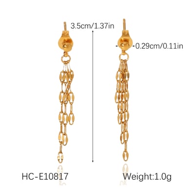 Simple Tassel Stainless Steel   Gold Color  Women's Dangle Earrings h5 Picture2