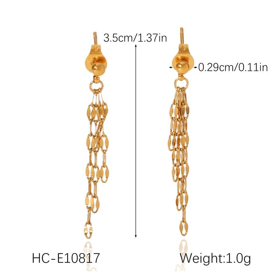 Simple Tassel Stainless Steel   Gold Color  Women's Dangle Earrings Picture2