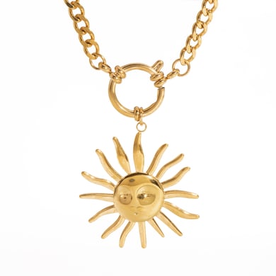 1 collar con colgante de sol de color dorado retro h5 Imagen5