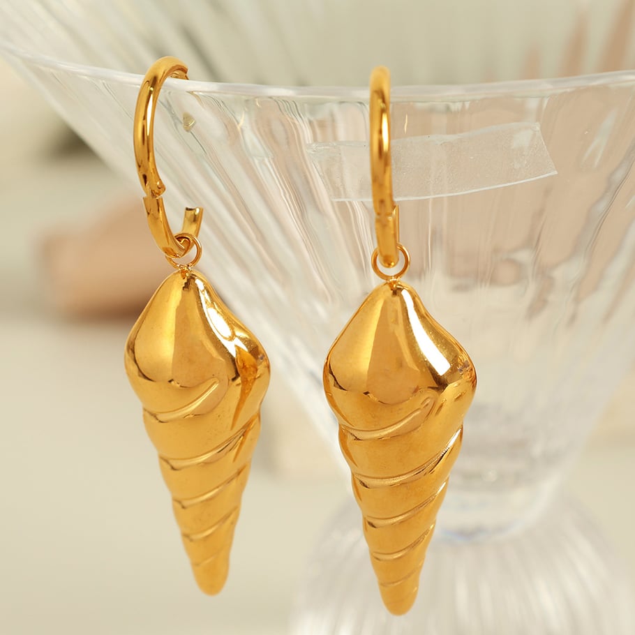 1 Pair Stainless Steel Gold Color Drop Earrings h5Picture3