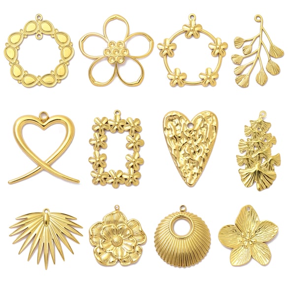 1 Piece Classic Series Daily Flower Stainless Steel Gold Color Women's Pendants