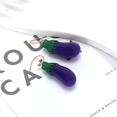 1 Pair Eggplant Resin Drop Earrings h5 Picture4