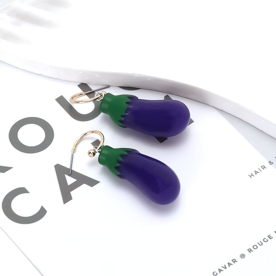 1 Pair Eggplant Resin Drop Earrings Picture4