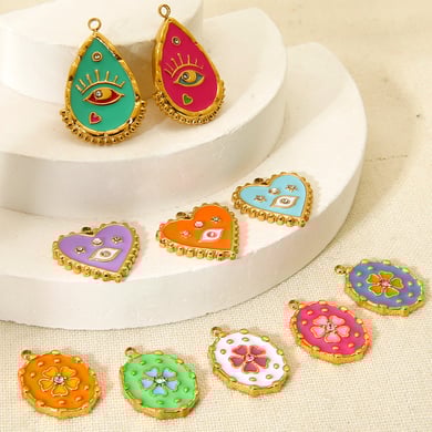1 Pair Ethnic Series Retro Eye Stainless Steel   Gold Color  Pendants h5 Picture2