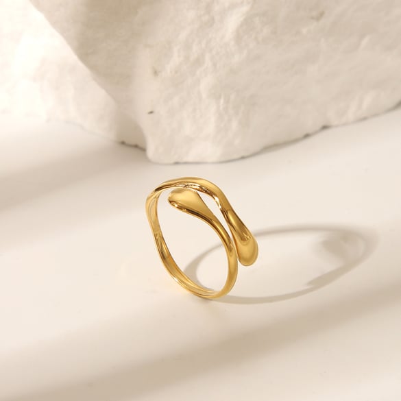 1 Adet Paslanmaz Çelik Altın Rengi Minimalist Yüzük