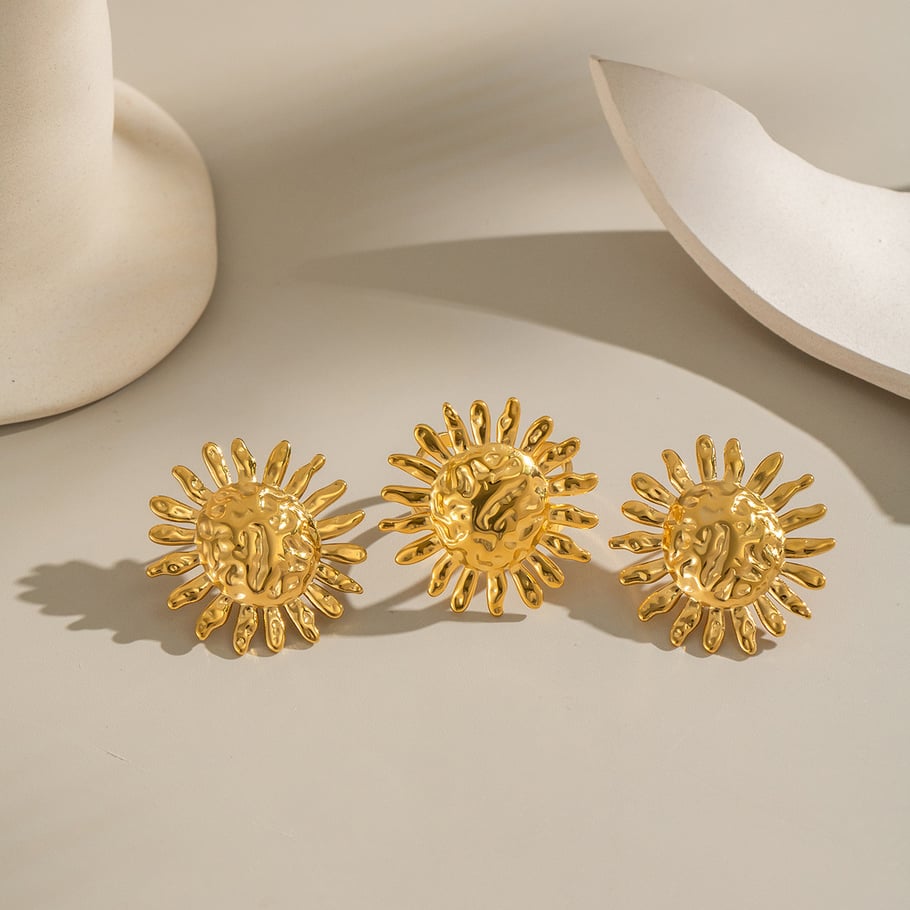 Sun Stainless Steel Gold Color Earring Set Picture2