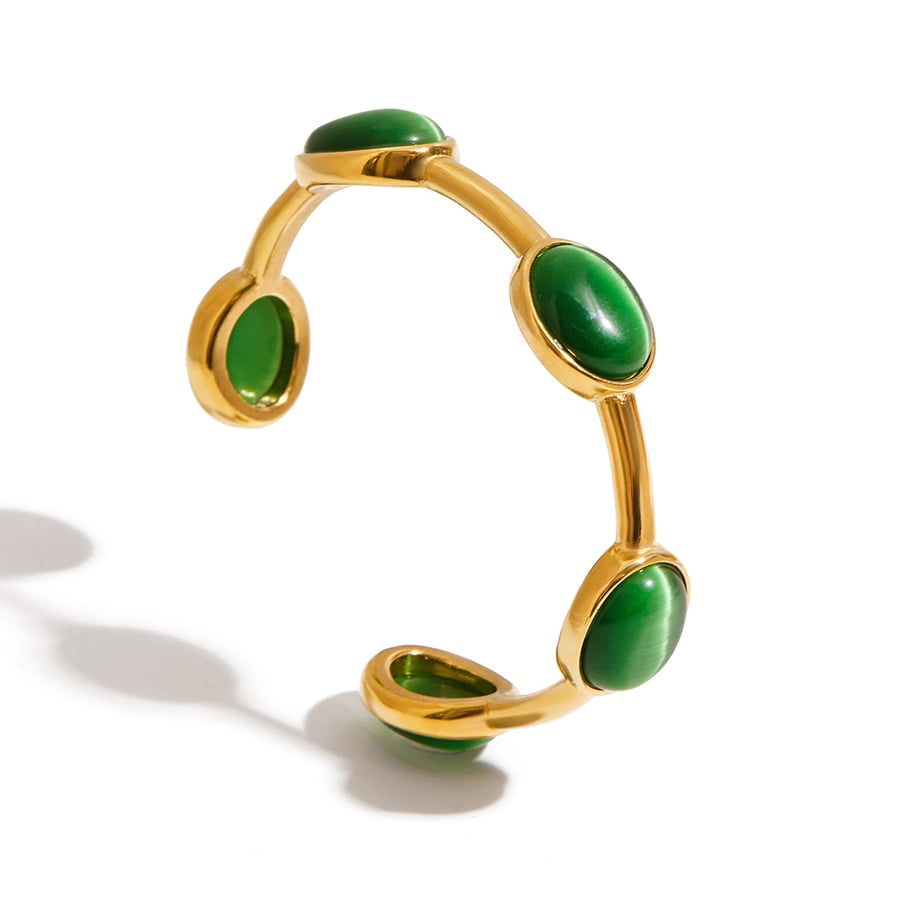 Bracelet ovale en acier inoxydable doré pour femme, 1 pièce 