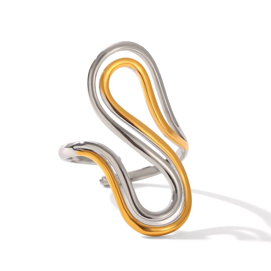 Casual Geometric Stainless Steel  Gold Color Women's Adjustable Rings 