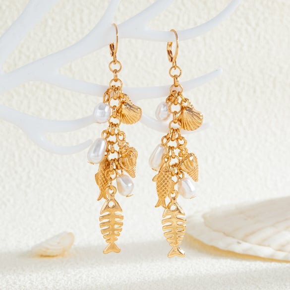 1 Pair Fish Alloy Drop Earrings