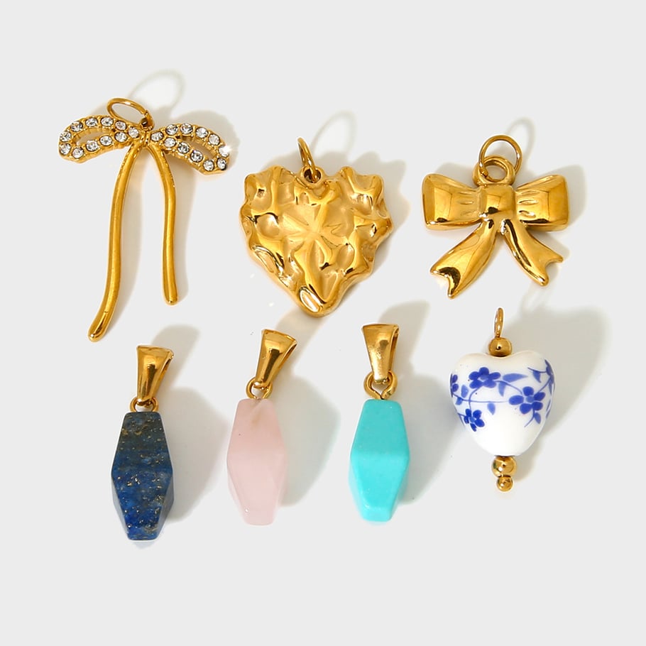DIY Bow Knot Stainless Steel Gold Color Pendants h5Picture4