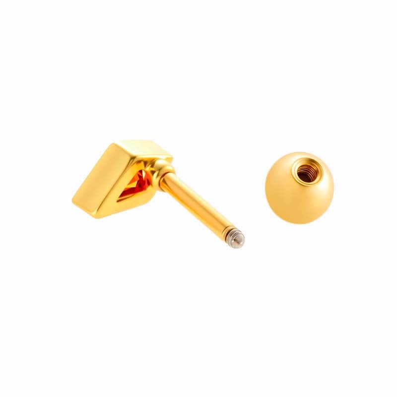 1 Piece Daily Rhombus Copper Gold Color Zircon Women's Piercings Earrings Picture6