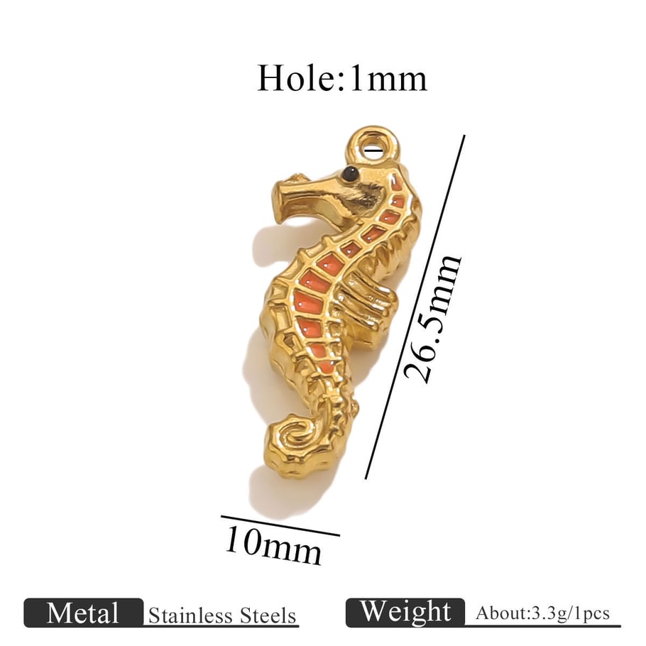 1 Piece Sea Horse Stainless Steel Gold Color Women's Pendants