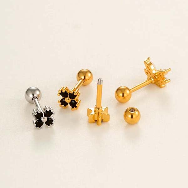 1 Piece Heart Shape Copper Gold Color Zircon Women's Piercings Earrings Picture3