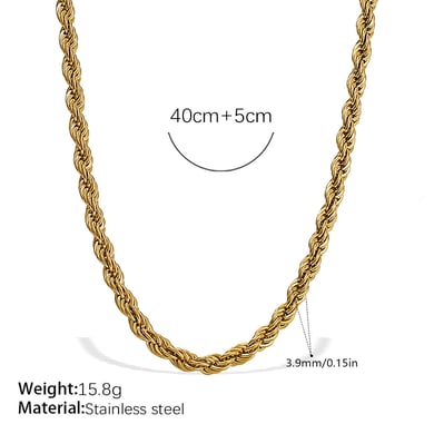 1 Piece Stainless Steel Gold Color Chain Necklace h5 