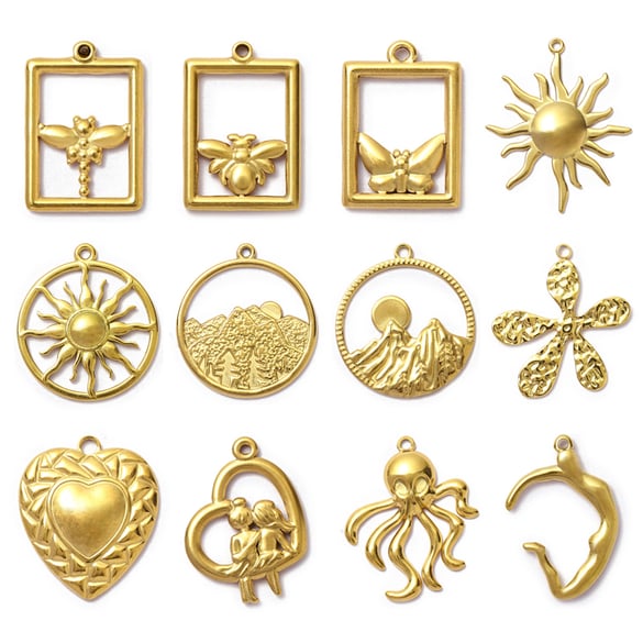 1 Piece Classic Sun Stainless Steel Gold Color Women's Pendants 2